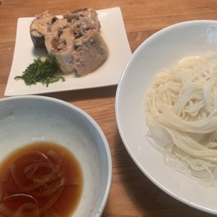 スライス玉ねぎと鯖缶の血液サラサラそうめん